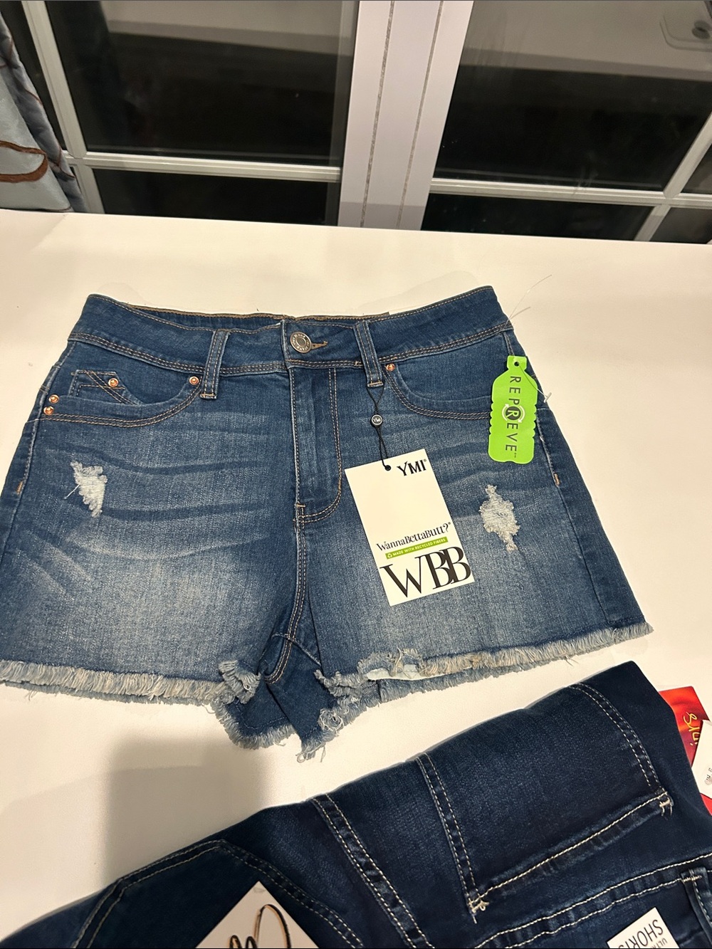 YMI set of two new pair of denim stretch high-rise retro shorts size 5/27 - Picture 5 of 8